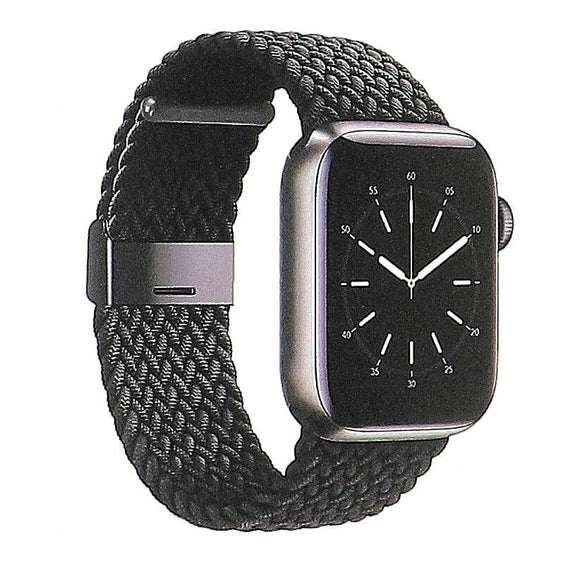 Apple Watch (38/40/SE/41/42mm) GEAR Flettet Urrem Strækbar - Sort