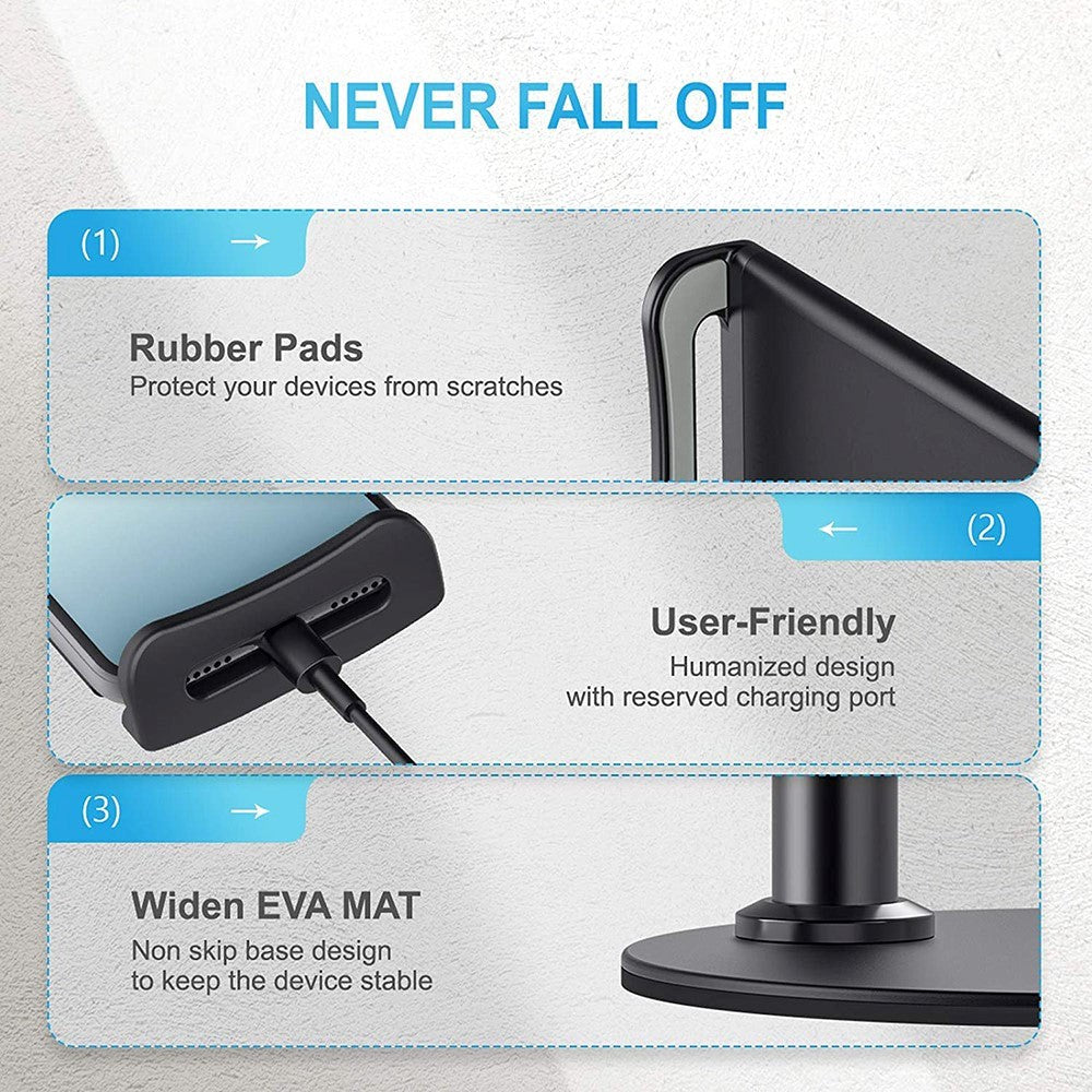 Mobilholder Til Bord m. 360° Rotation - Sort