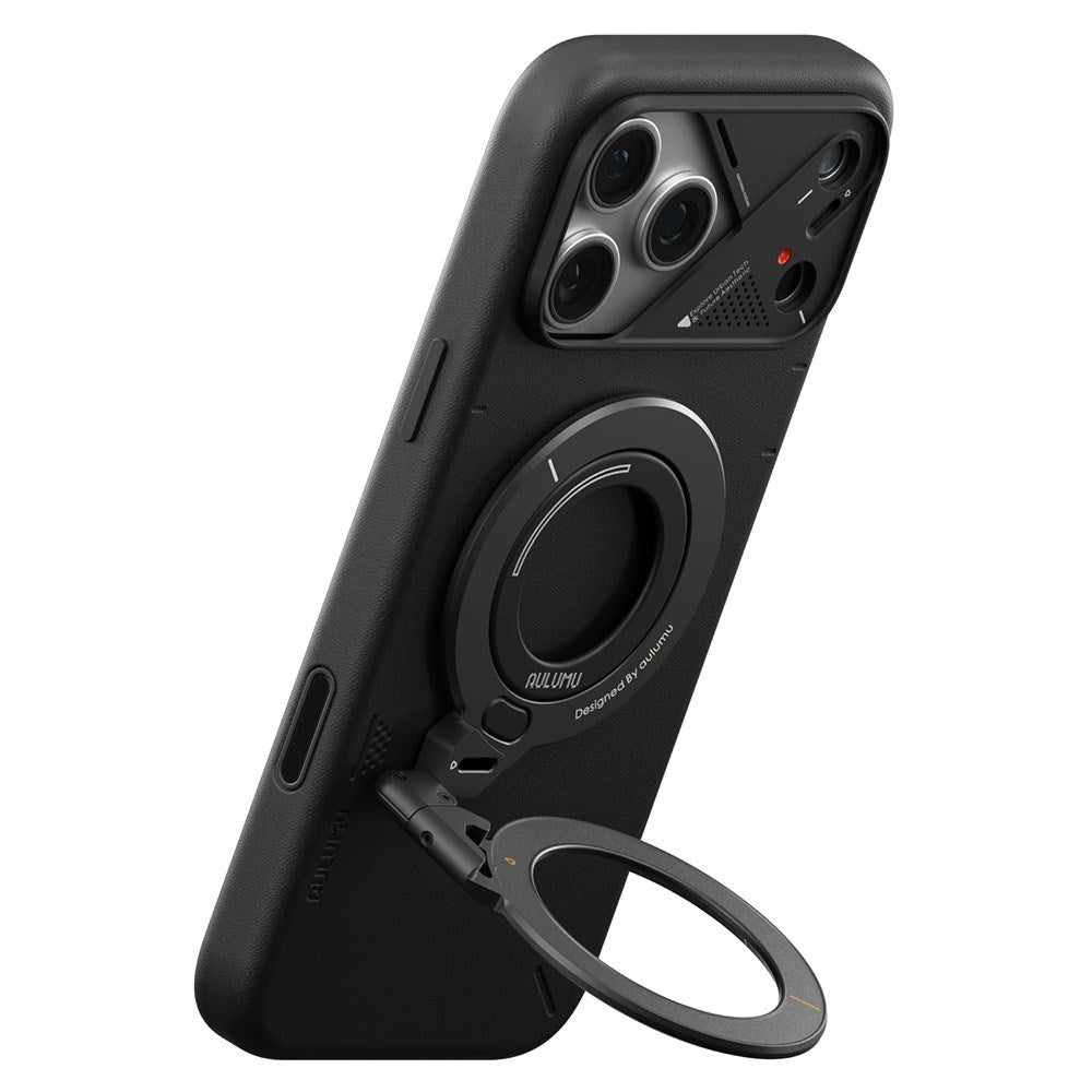 AULUMU 2-i-1 Magnetisk Fingerring / Mobilstander - 360° Roterbar - MagSafe Kompatibel - Sort