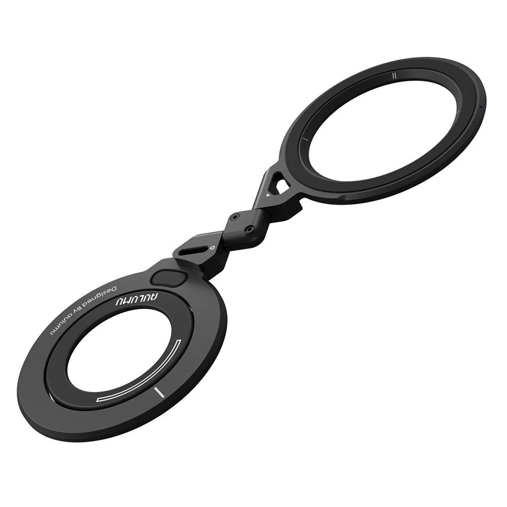 AULUMU 2-i-1 Magnetisk Fingerring / Mobilstander - 360° Roterbar - MagSafe Kompatibel - Sort