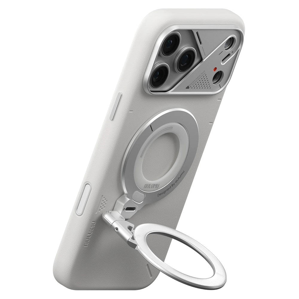 AULUMU 2-i-1 Magnetisk Fingerring / Mobilstander - 360° Roterbar - MagSafe Kompatibel - Sølv