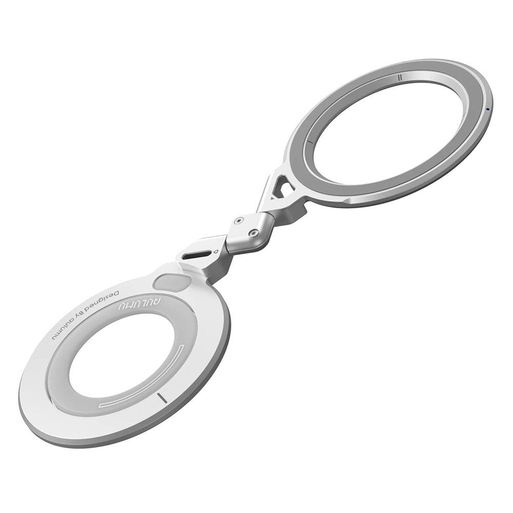 AULUMU 2-i-1 Magnetisk Fingerring / Mobilstander - 360° Roterbar - MagSafe Kompatibel - Sølv