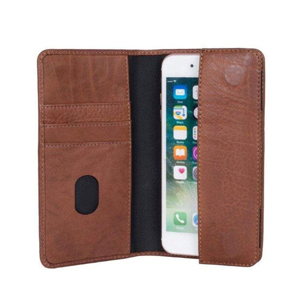 Buffalo Wallet Ægte Læder Universal Etui m. Pung (Maks. Mobil: 150 x 65mm) - Brun