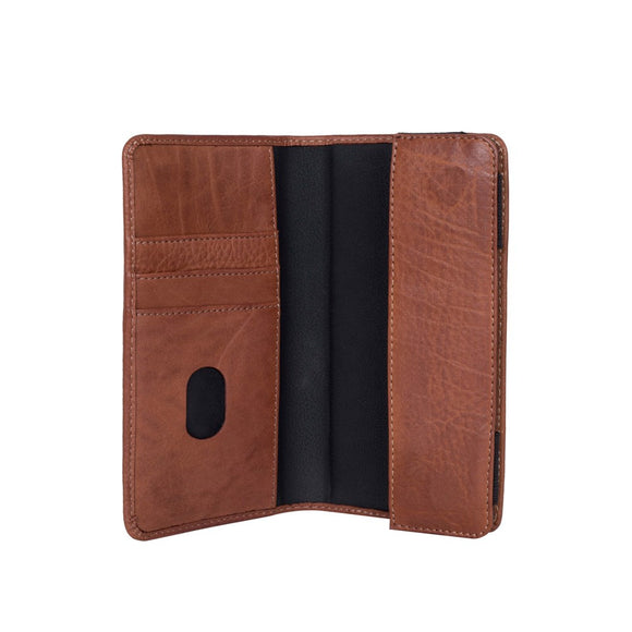 Buffalo Wallet Ægte Læder Universal Etui m. Pung (Maks. Mobil: 160 x 75mm) - Brun