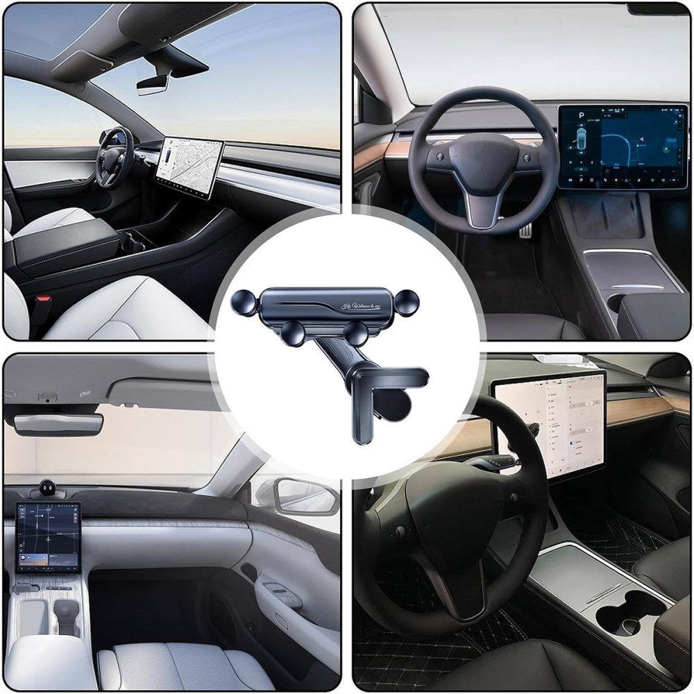 Fjedret Mobilholder - Tesla Model 3 / Model Y (2020-22) - Display - Sort