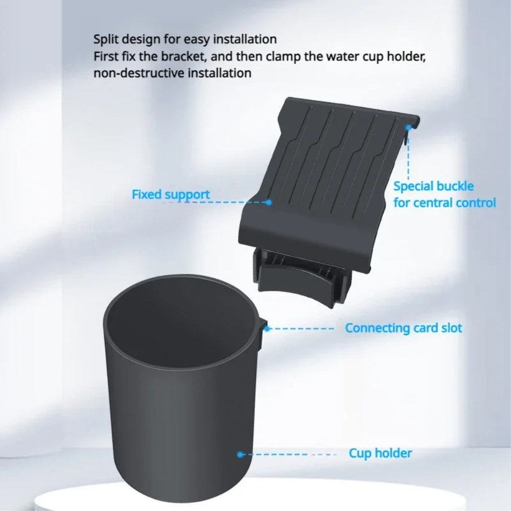 Kop- og Flaskeholder til Tesla Model 3 (2017-23) / Model Y (2021-23) - Sort