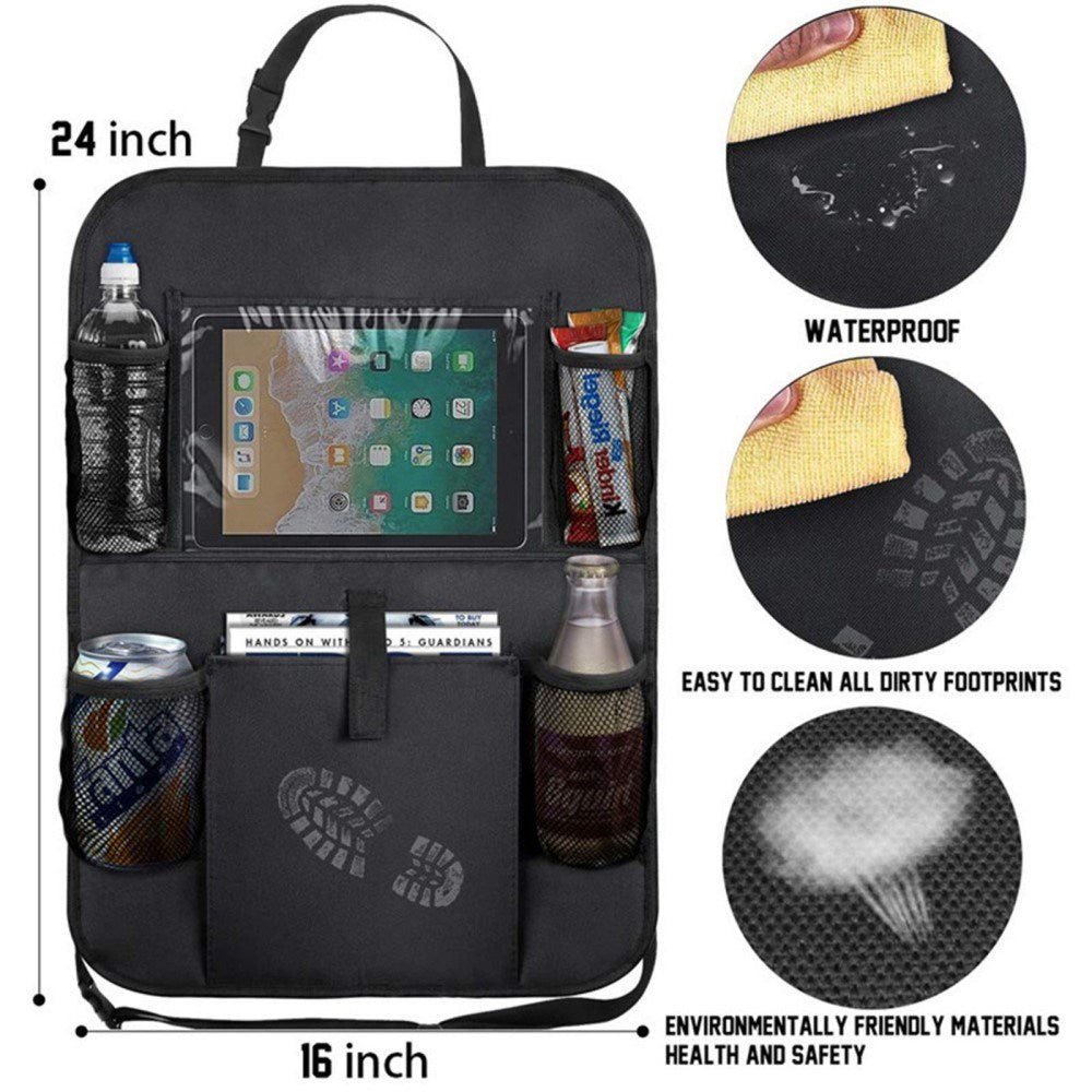 Bagsæde Organizer m. Tablet Holder & Opbevaring - Sort