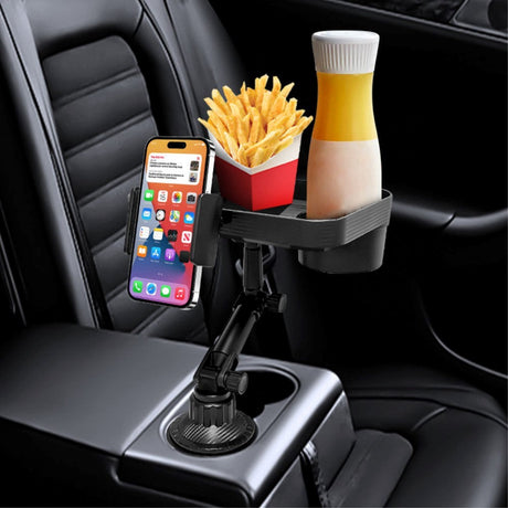Multifunktionel Roterbar Mobilholder til Kopholder i Bil - Max Mobil: 60 x 90mm - Sort