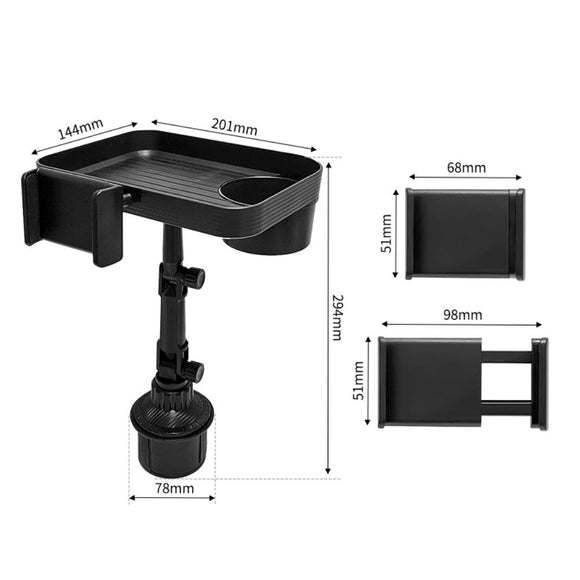 Multifunktionel Roterbar Mobilholder til Kopholder i Bil - Max Mobil: 60 x 90mm - Sort