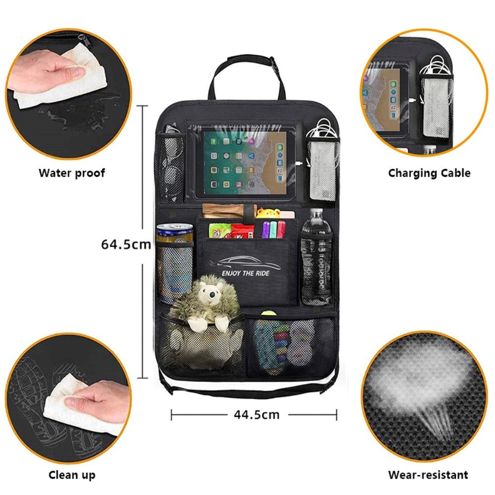 Bagsæde Organizer m. Indbygget Tablet Holder - Sort