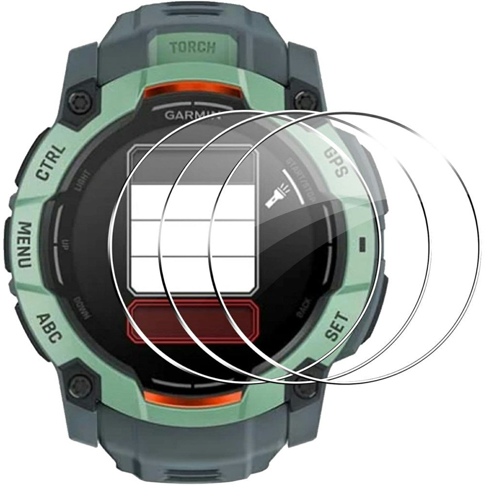 Garmin Instinct 3 Solar (45mm) Hærdet Beskyttelsesglas - 3 stk - Gennemsigtig
