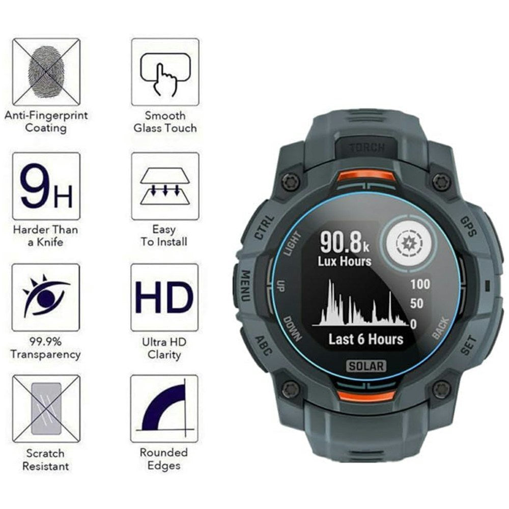Garmin Instinct 3 AMOLED (45mm) Hærdet Beskyttelsesglas - 3 stk - Gennemsigtig