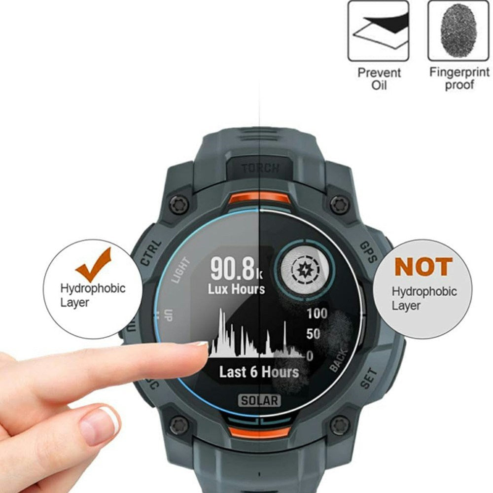 Garmin Instinct 3 AMOLED (45mm) Hærdet Beskyttelsesglas - 3 stk - Gennemsigtig