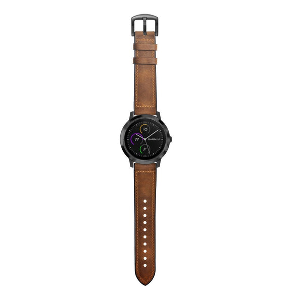 Smartwatch Læder Belagt Silikone Rem (20mm QuickFit) - Brun