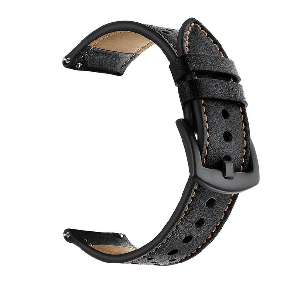 Smartwatch Universal Læder Rem (22mm) - Sort / Brun