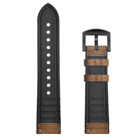 Smartwatch Universal (22mm) Læder Rem - Mørkebrun / Sort