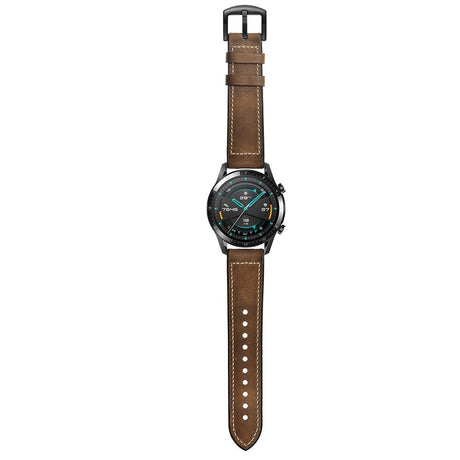 Smartwatch Universal (22mm) Læder Rem - Mørkebrun / Sort