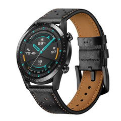 Smartwatch Universal Læder Rem (22mm) - Sort / Brun