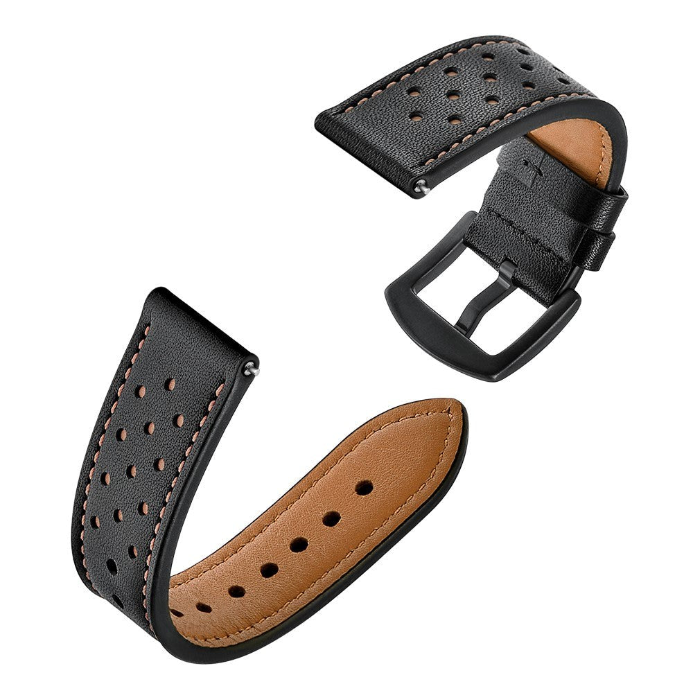 Smartwatch Universal Læder Rem (22mm) - Sort / Brun