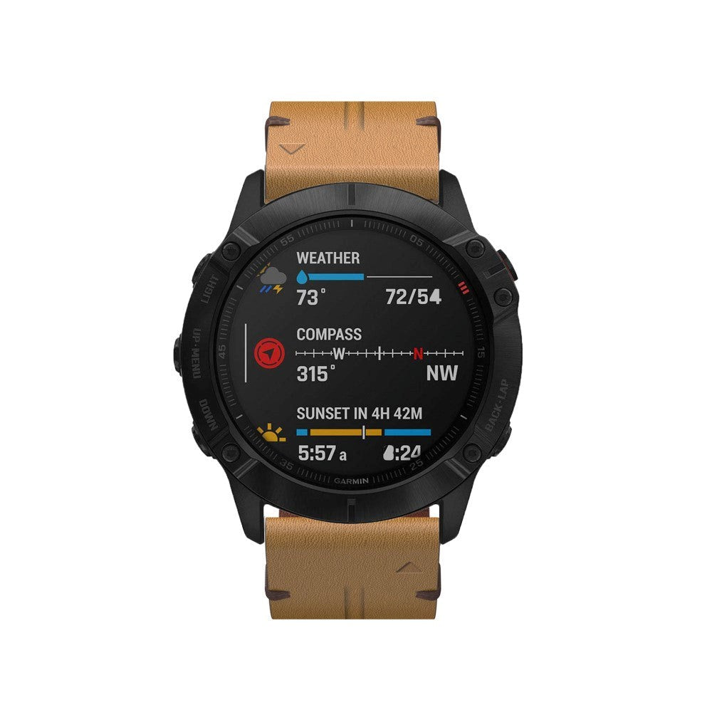 Universal Garmin 26mm QuickFit Læderrem - Brun