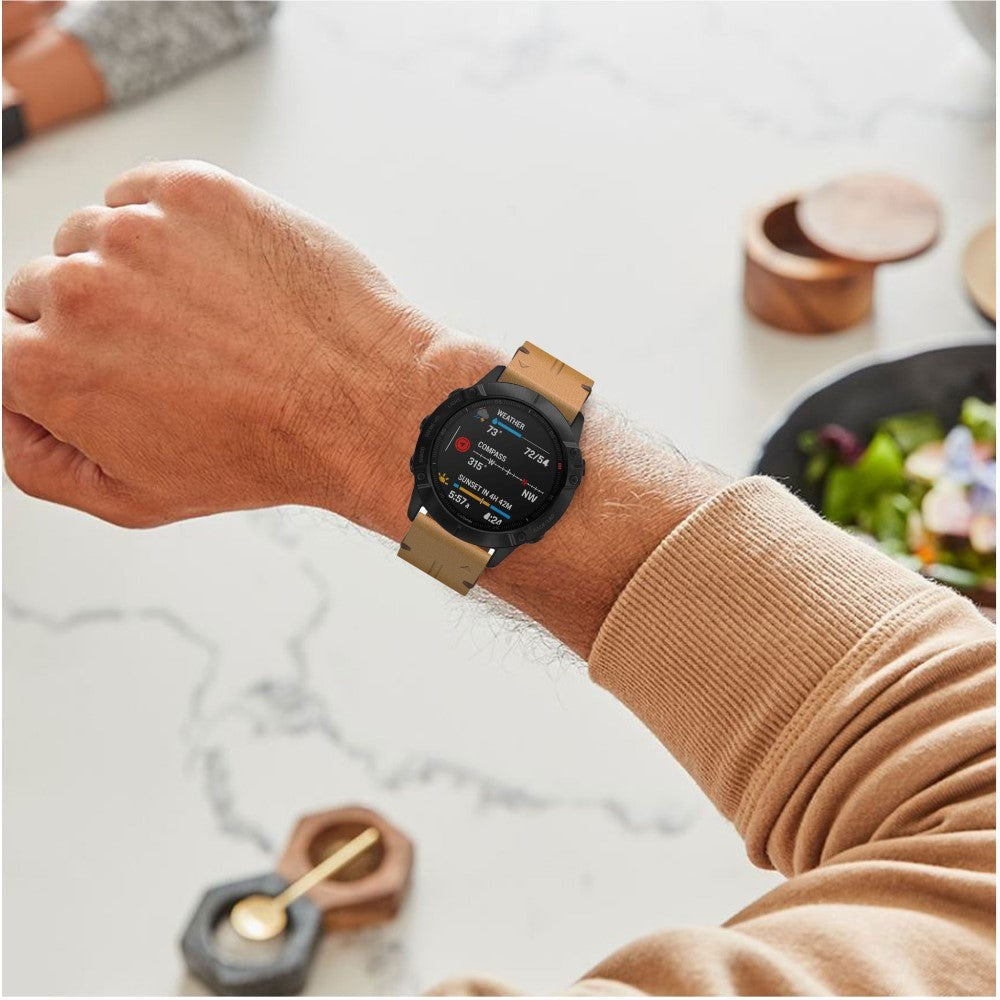 Universal Garmin 26mm QuickFit Læderrem - Brun