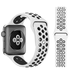 Apple Watch (38/40/SE/41/42mm) To-Farvet Silikone Rem - Hvid / Sort