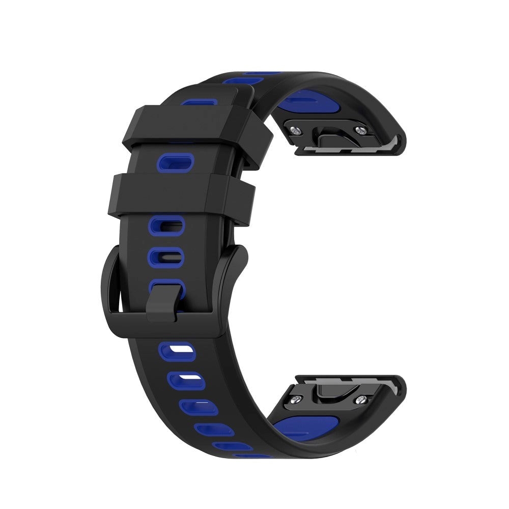 Universel Garmin Rem (26mm QuickFit) Klassisk Silikone Rem inkl. Skruetrækkere - Sort / Blå