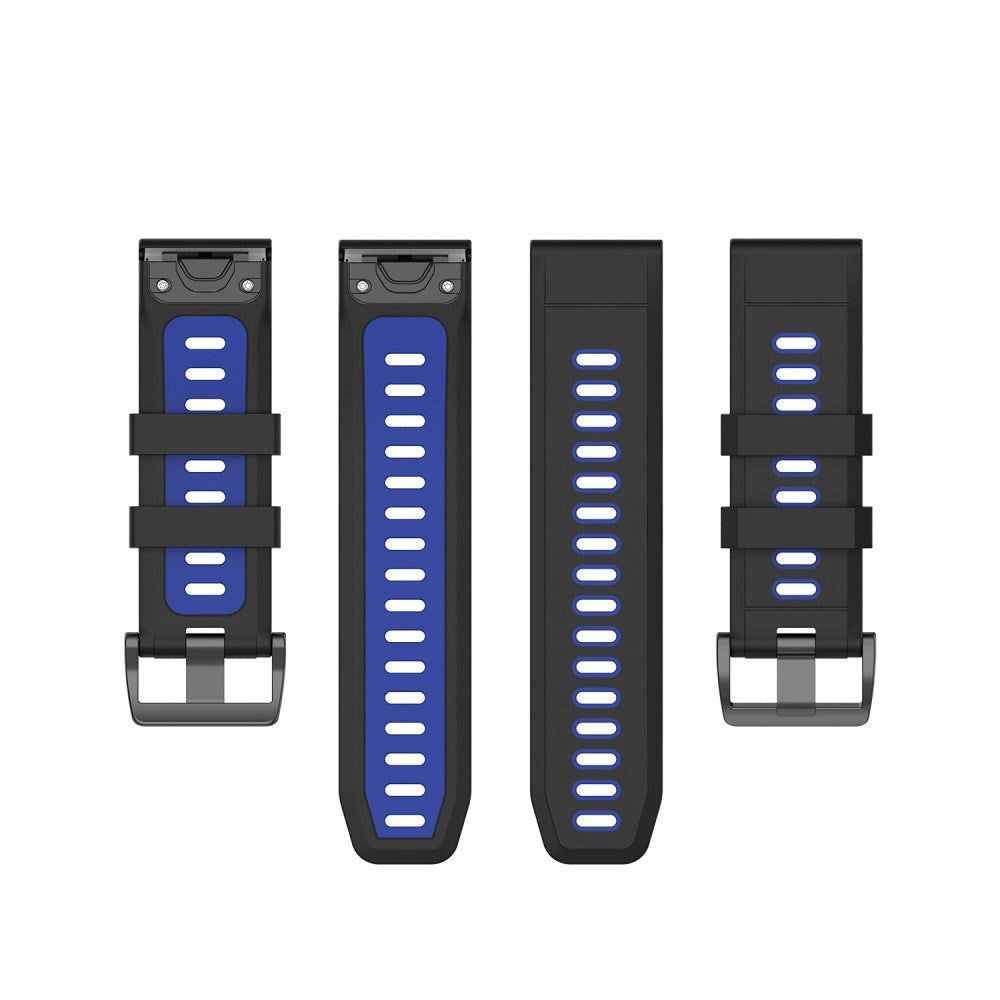 Universel Garmin Rem (26mm QuickFit) Klassisk Silikone Rem inkl. Skruetrækkere - Sort / Blå