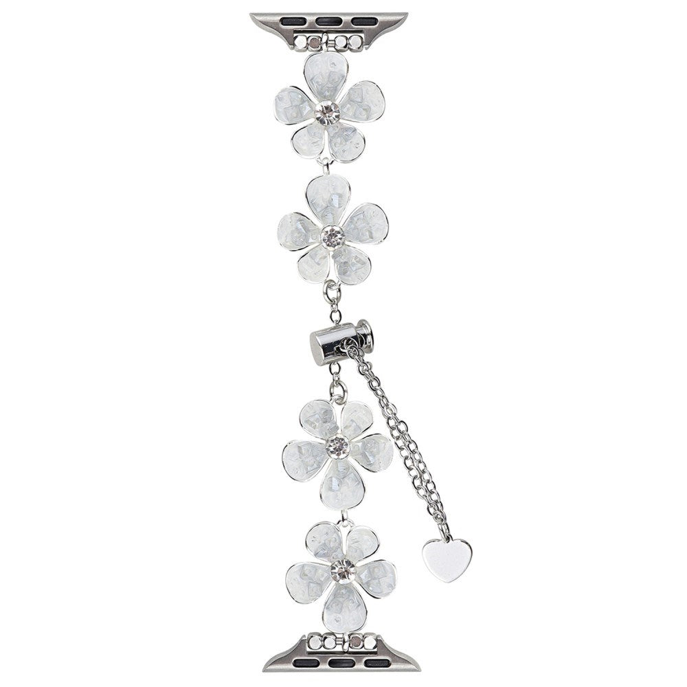 EIDERWOOD Apple Watch (38/40/SE/41/42mm) Blomster Kæde Rem - Sølv / Hvid