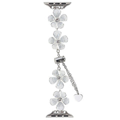 EIDERWOOD Apple Watch (38/40/SE/41/42mm) Blomster Kæde Rem - Sølv / Hvid