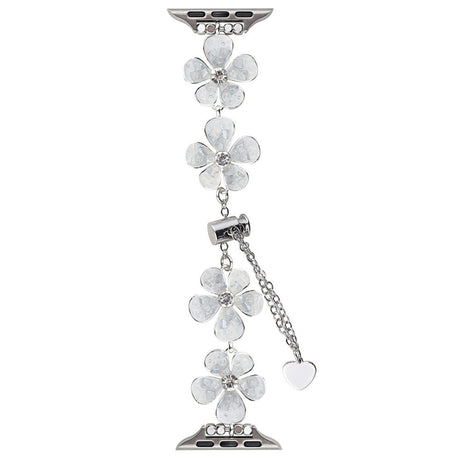 EIDERWOOD Apple Watch (38/40/SE/41/42mm) Blomster Kæde Rem - Sølv / Hvid