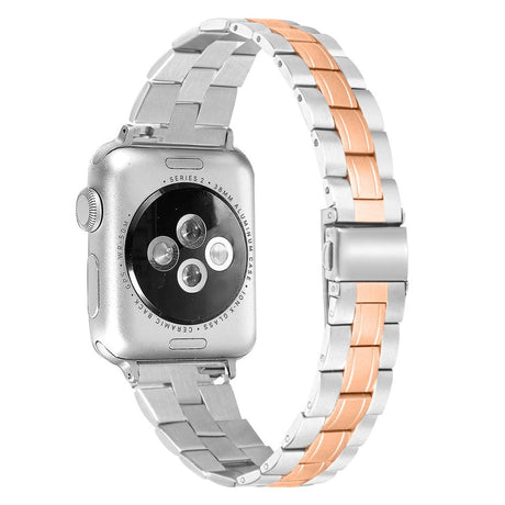 Apple Watch (42/44/SE/45/46/49mm) To-Farvet Rustfri Stål Rem - Aluminium / Gold