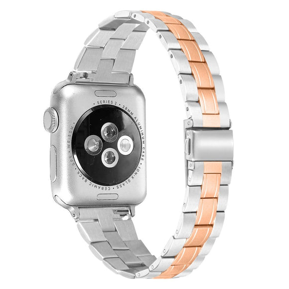 Apple Watch (42/44/SE/45/46/49mm) To-Farvet Rustfri Stål Rem - Aluminium / Gold