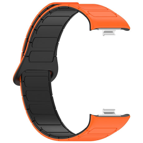 Xiaomi Smart Band 10 Pro / 9 Pro / 8 Pro Tofarvet Magnetisk Fleksibelt Plast Rem - Orange / Sort