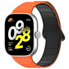 Xiaomi Smart Band 9 Pro / 8 Pro Tofarvet Magnetisk Fleksibelt Plast Rem - Orange / Sort