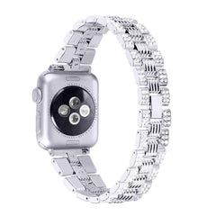 Apple Watch (42/44/SE/45/46/49mm) Metal Rem m. Rhinsten - Sølv