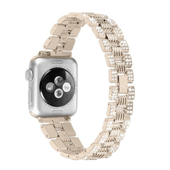 Apple Watch (42/44/SE/45/46/49mm) Metal Rem m. Rhinsten - Guld