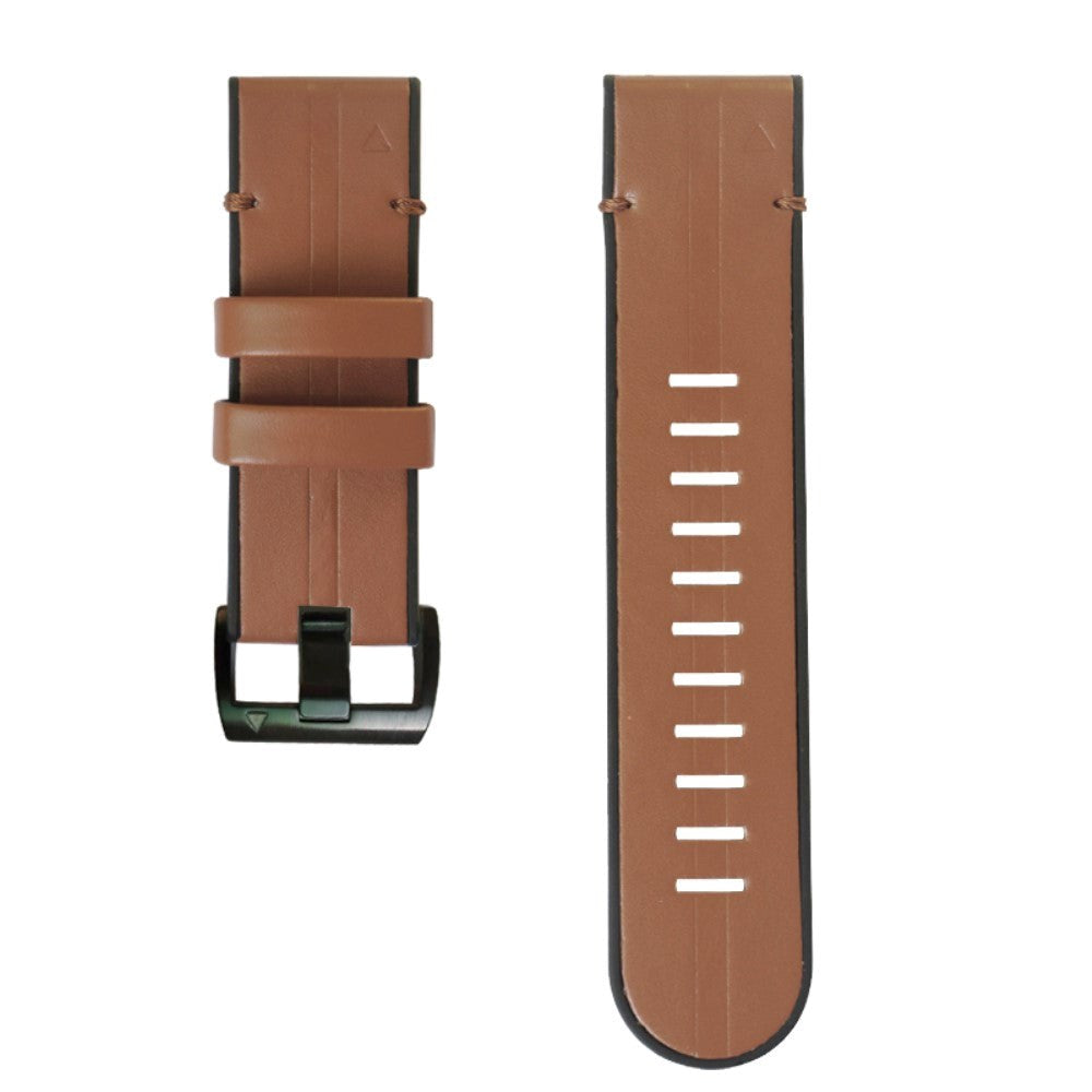 Universel Garmin Rem (26mm QuickFit) Læder & Silikone Rem - Lysebrun / sort