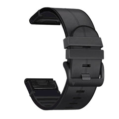 Universel Garmin Rem (26mm QuickFit) Læder & Silikone Rem - Sort