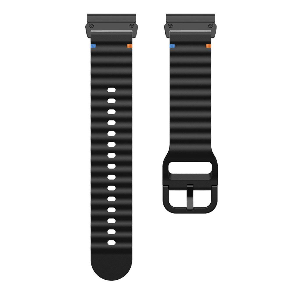 Universal Garmin 22mm QuickFit EIDERWOOD Wavy Silikone Rem - Sort