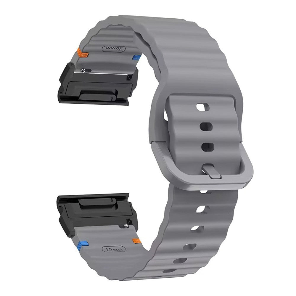 Universal Garmin 22mm QuickFit EIDERWOOD Wavy Silikone Rem - Mørkegrå