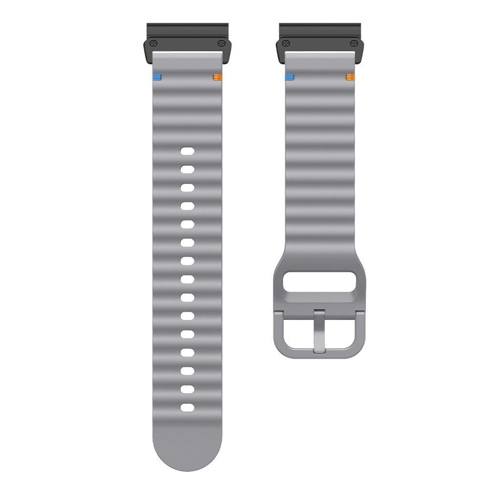 Universal Garmin 22mm QuickFit EIDERWOOD Wavy Silikone Rem - Mørkegrå