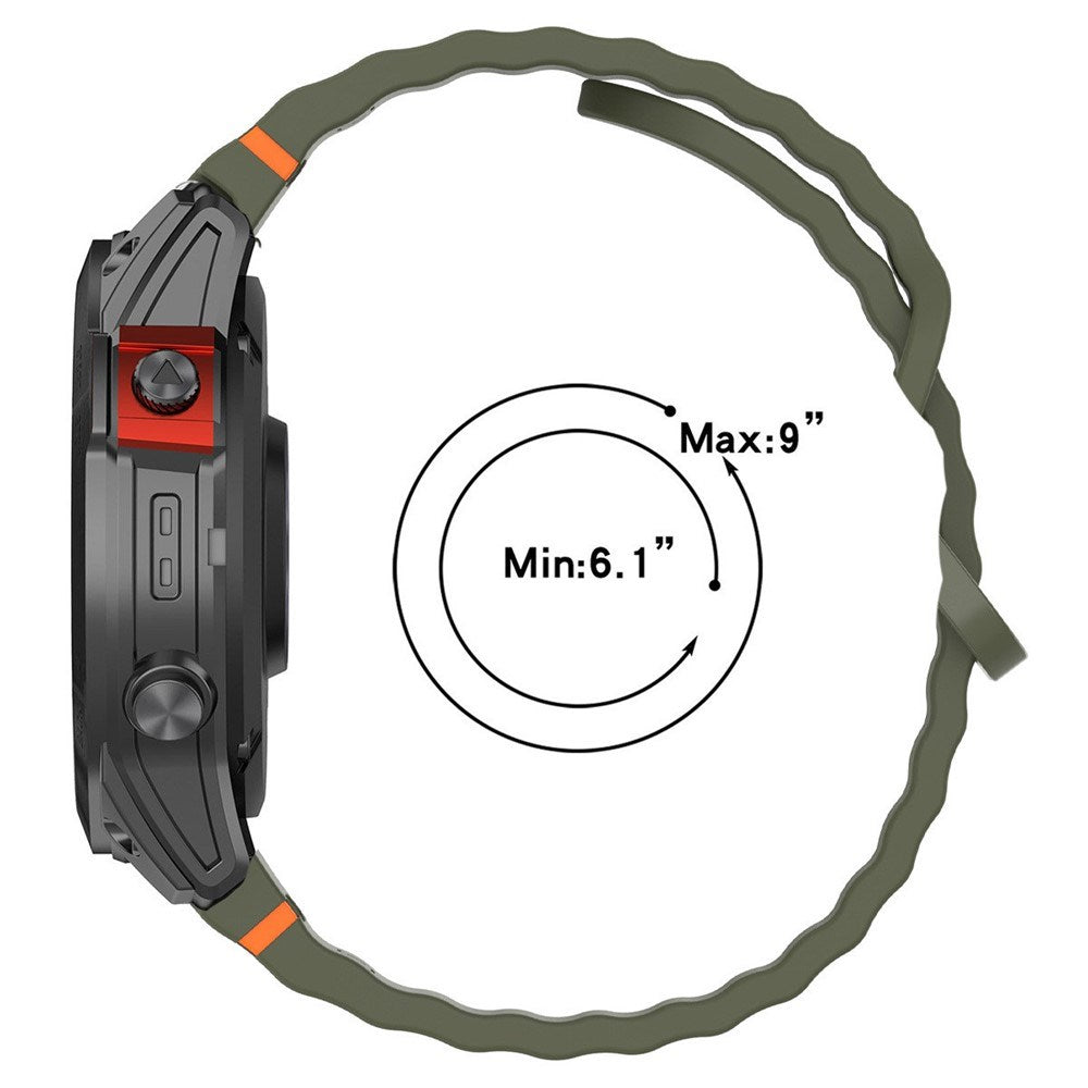 Universal Garmin 22mm QuickFit EIDERWOOD Wavy Silikone Rem - Mørkegrå