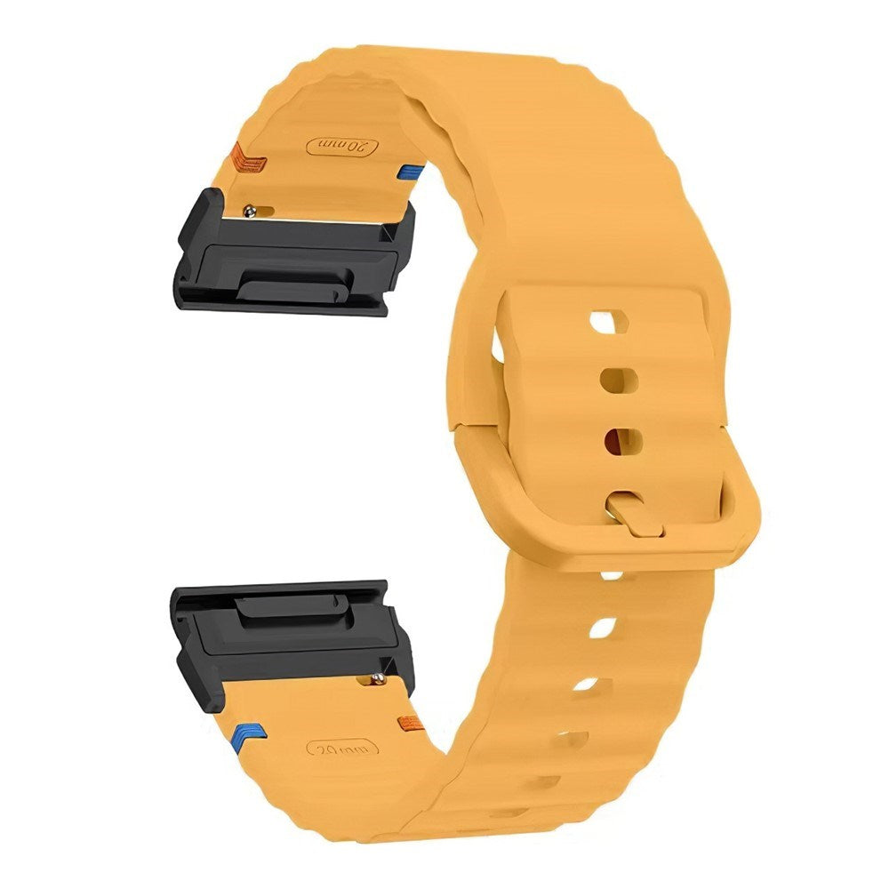 Universal Garmin 22mm QuickFit EIDERWOOD Wavy Silikone Rem - Gul