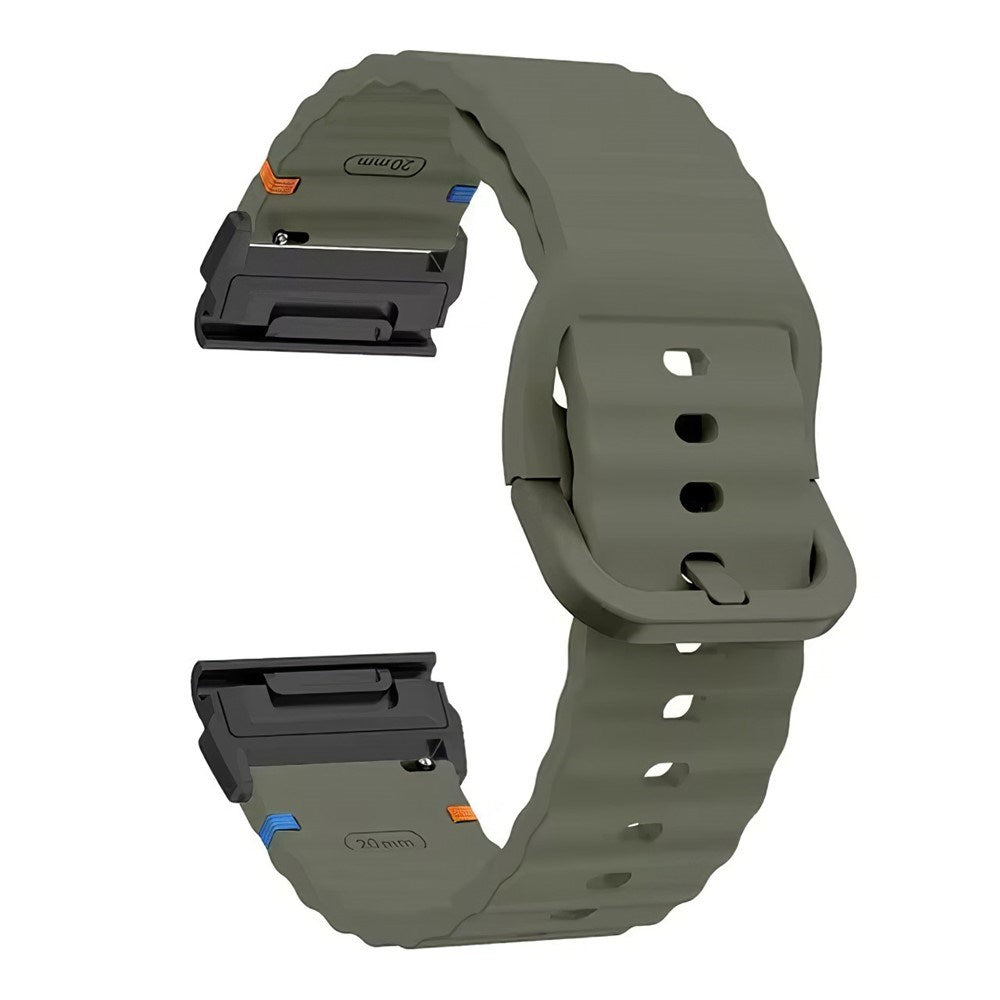 Universal Garmin 22mm QuickFit EIDERWOOD Wavy Silikone Rem - Grøn
