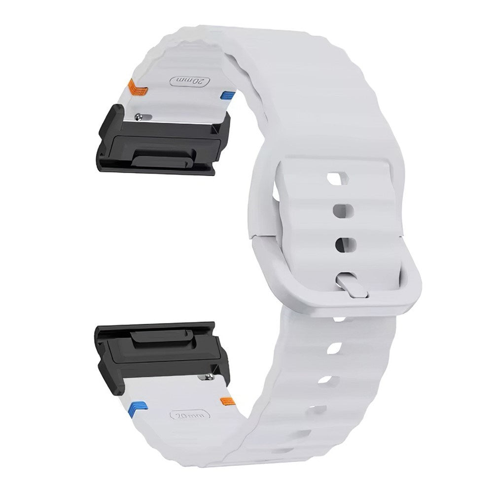 Universal Garmin 22mm QuickFit EIDERWOOD Wavy Silikone Rem - Grå