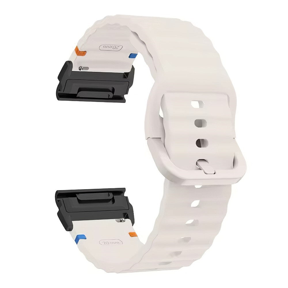 Universal Garmin 22mm QuickFit EIDERWOOD Wavy Silikone Rem - Beige