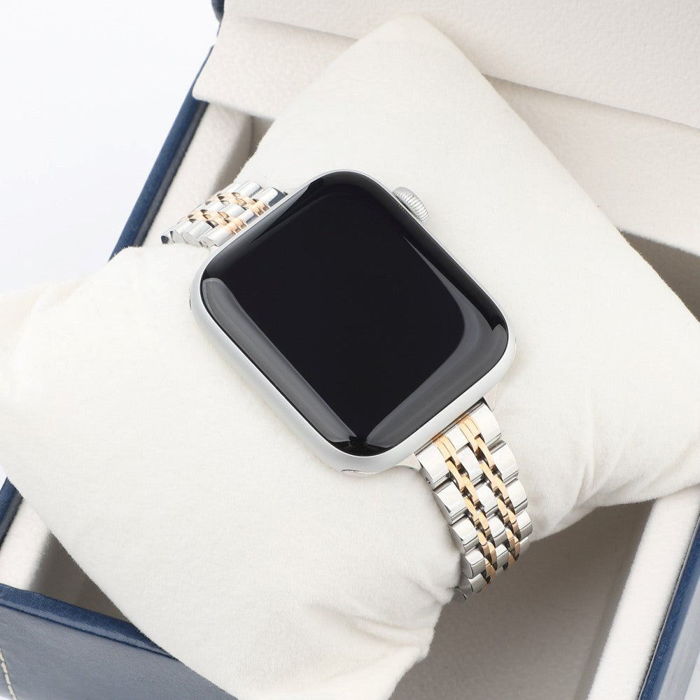 Apple Watch (38/40/SE/41/42mm) Rustfri Stål Rem - Sølv / Rose gold