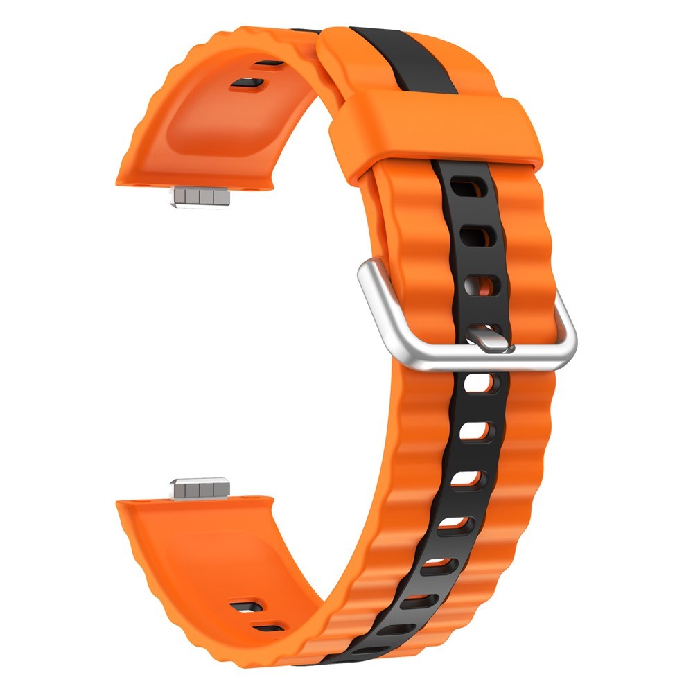 Huawei Watch Fit 5 Pro / 5 / 4 Pro / 4 / 3 EIDERWOOD Tofarvet Silikone Rem - Orange / Sort