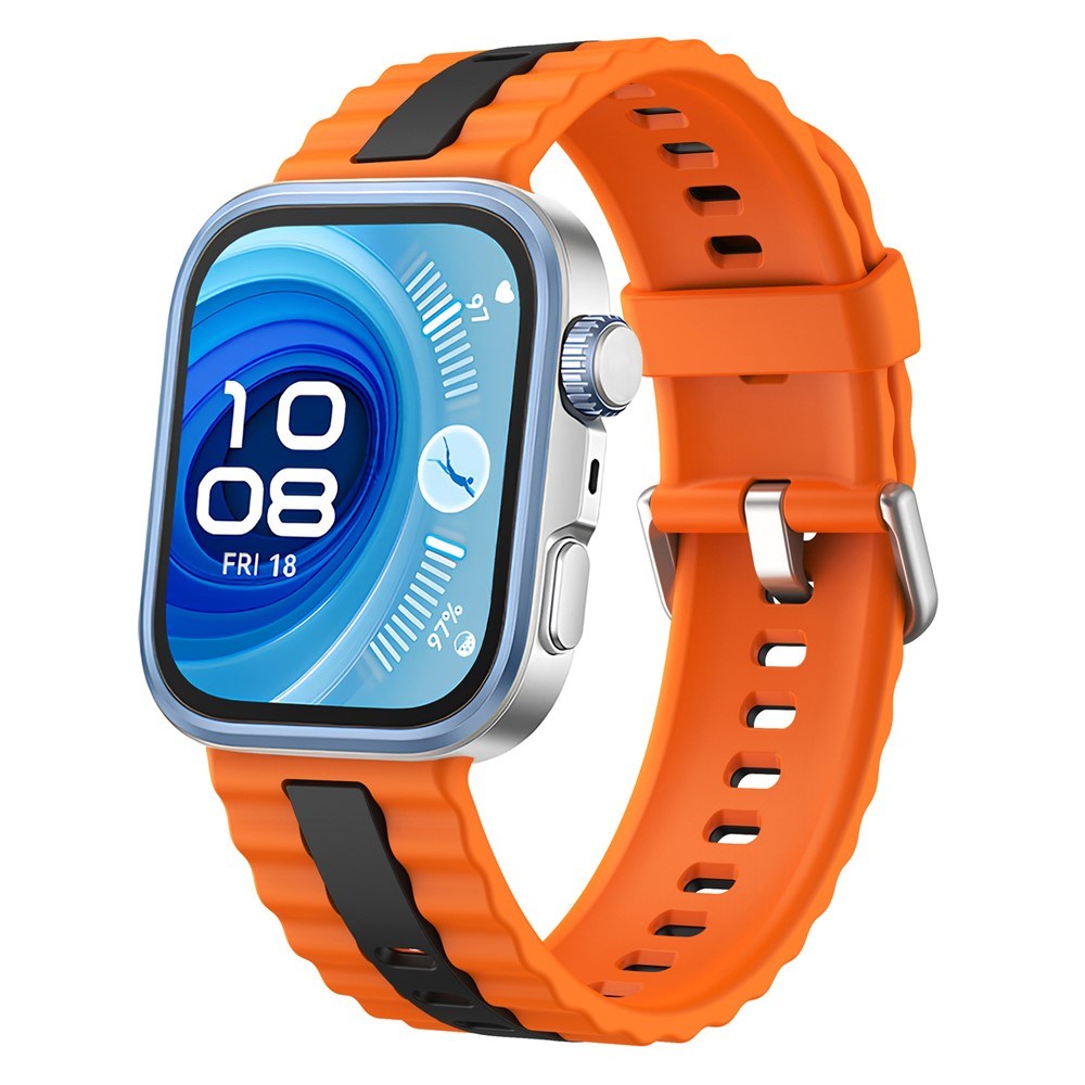 Huawei Watch Fit 5 Pro / 5 / 4 Pro / 4 / 3 EIDERWOOD Tofarvet Silikone Rem - Orange / Sort